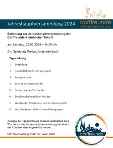 Read more about the article Einladung zur Jahreshauptversammlung 2024